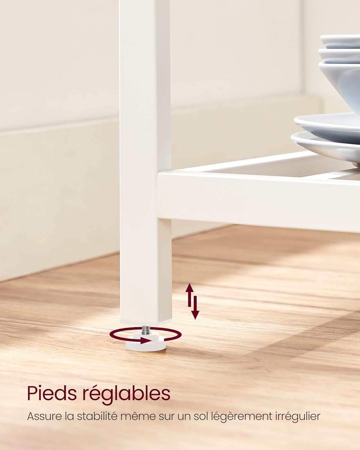 VASAGLE - îlot de cuisine 3 niveaux 60x120x90 cm acier chêne moderne KKI001W09