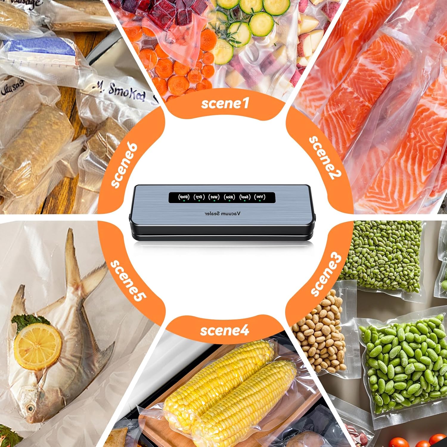 Machine sous vide alimentaire - compact 5 en 1 - 50 sacs inclus, pour aliments secs et humides