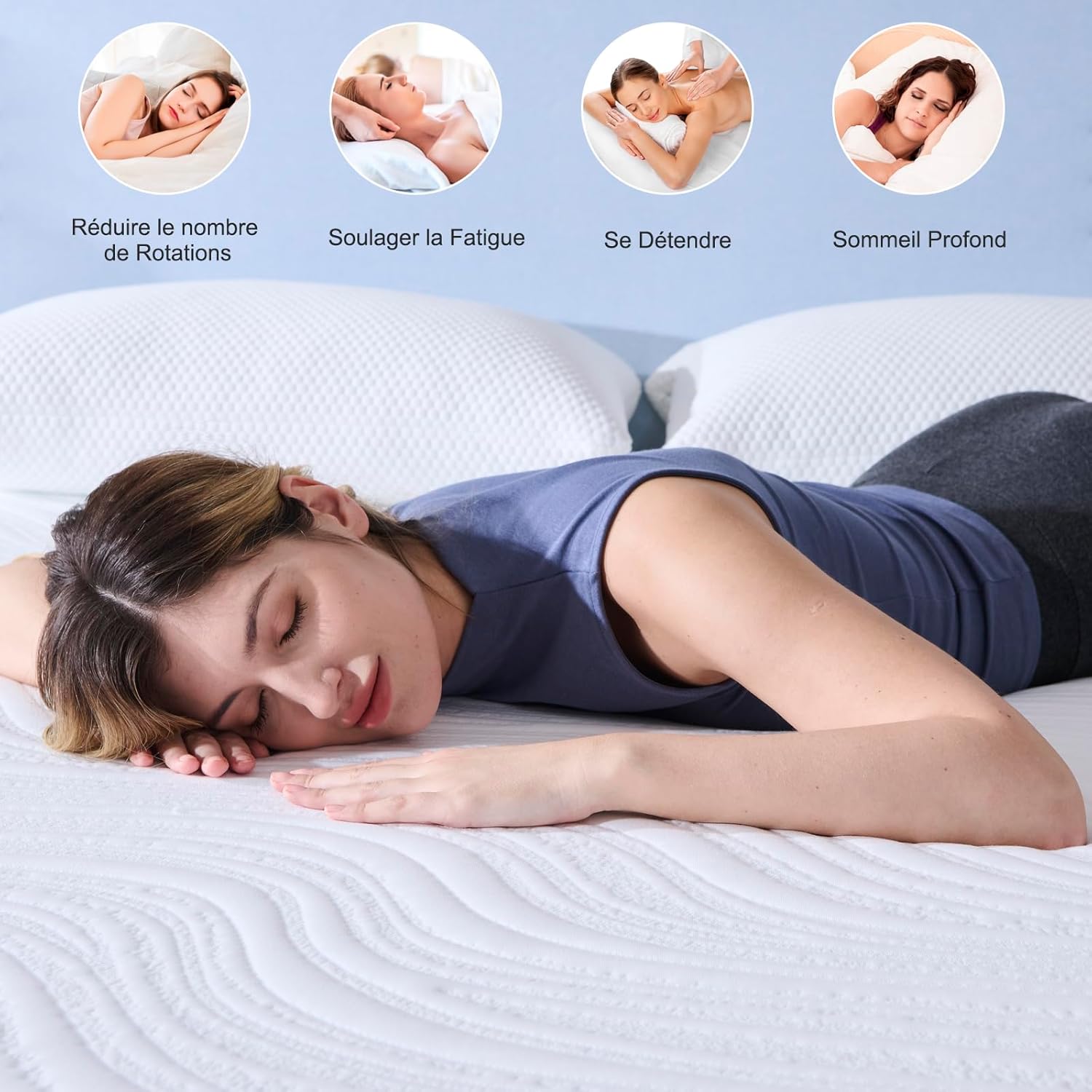 Matelas - orthopédique réversible 140x190cm, 7 zones, mémoire de forme