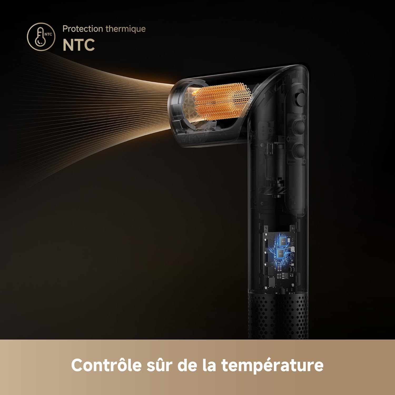 Dreame - Dazzle - sèche-cheveux compact - moteur 110000 tr/min, ions négatifs, 5 embouts