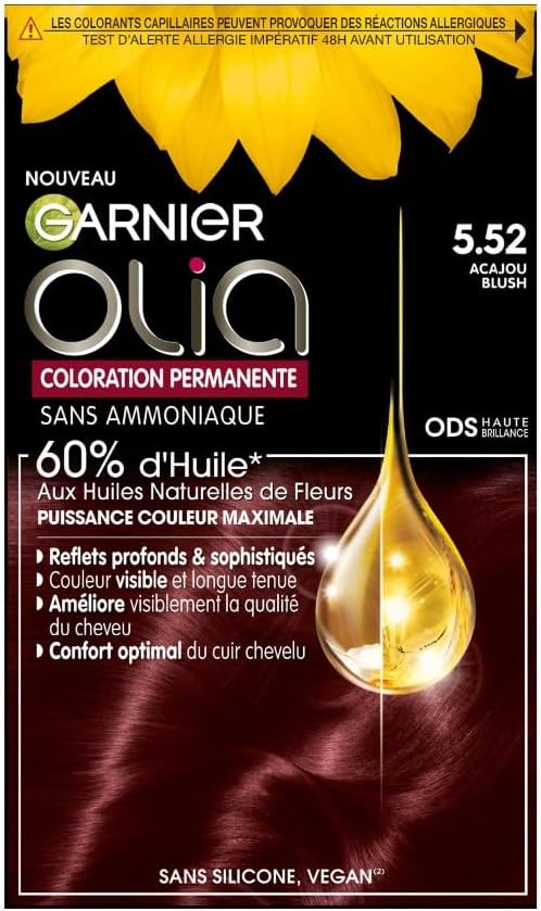 Garnier - Olia - 120g - Coloration acajou, sans ammoniaque, huiles naturelles, cheveux doux et brillants - 5.52
