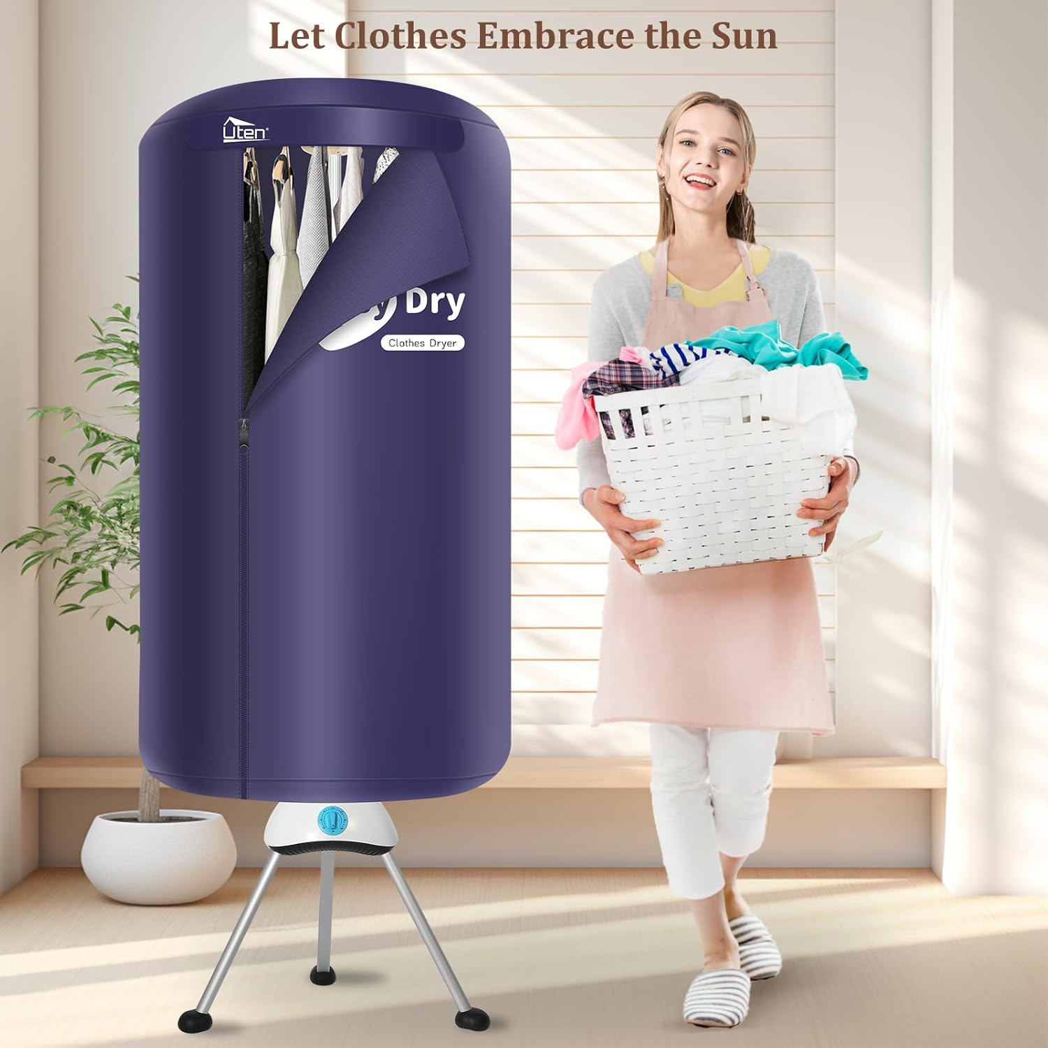 Sèche-linge électrique - 170 cm - 1000W, 2 couches, minuterie, pompe à chaleur