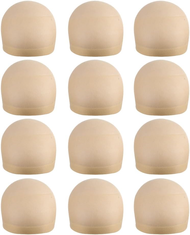 Bonnet de perruque - lot de 12 pièces - nylon beige - respirant, unisexe