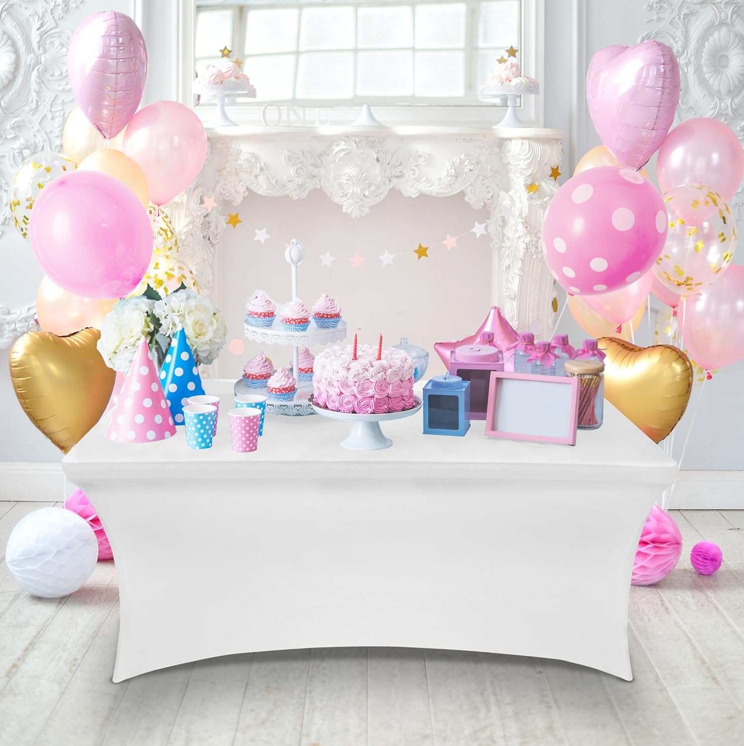 Utopia Kitchen - nappe extensible - 244 cm - polyester spandex lavable, lot de 2, Blanc