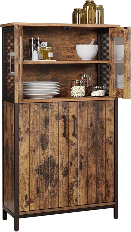 VASAGLE - buffet industriel - acier, étagères réglables, marron/noir - LSC260B01