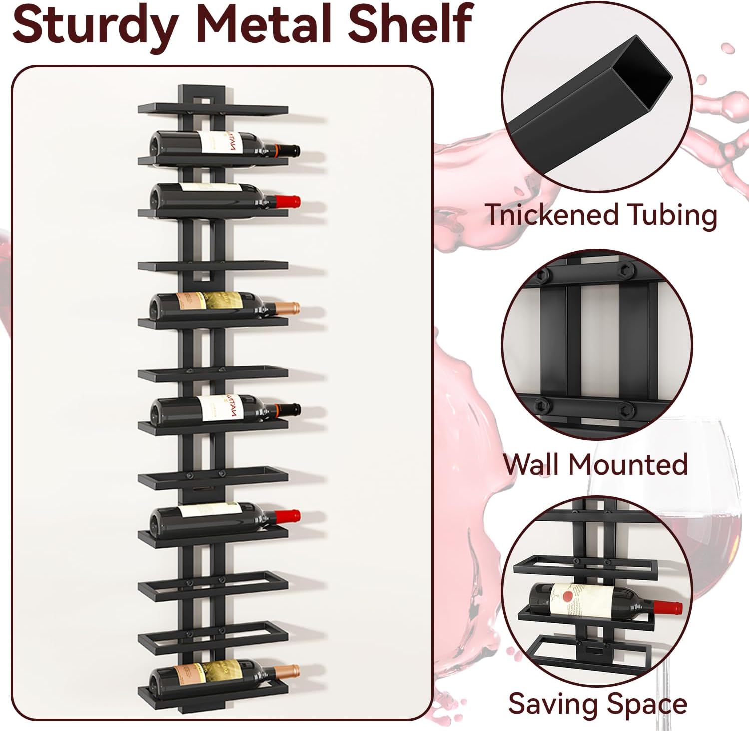 IBUYKE - casier à vin mural, 12 bouteilles, métal, noir - TMJ909B