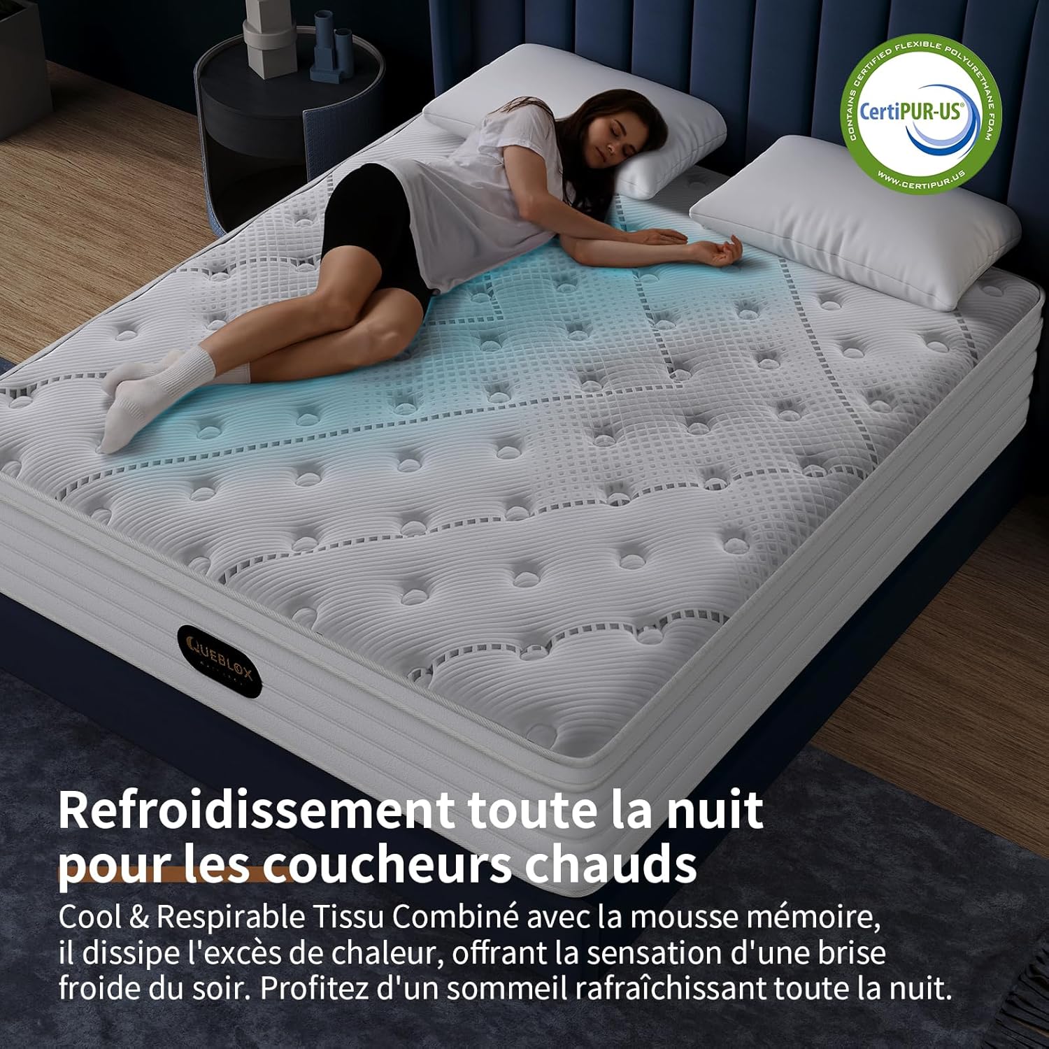Matelas - 7 Zones Pocket Sprung - 140x200x28cm - fermeté moyenne, isolation mouvements