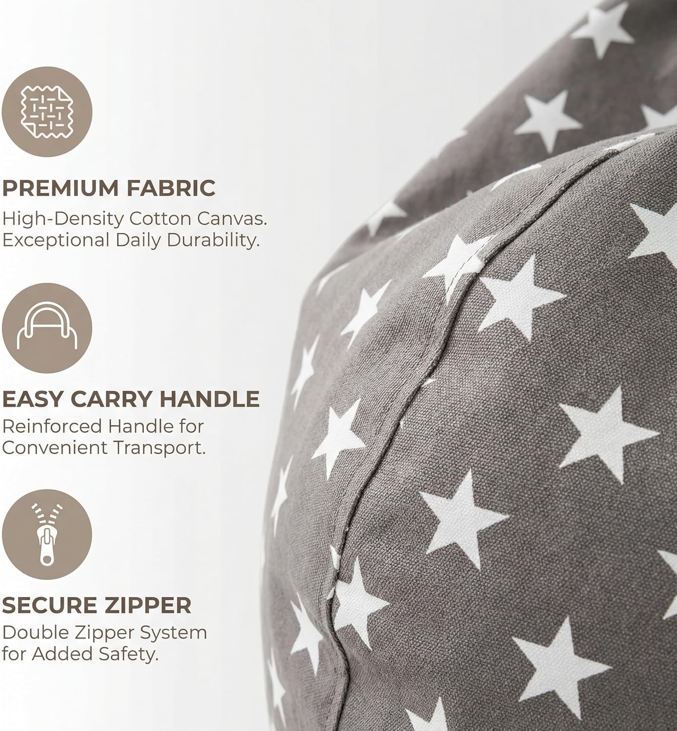 Sac Rangement Peluches Enfant - pouf pliable rond, toile douce, fermeture éclair, rangement jouets et vêtements