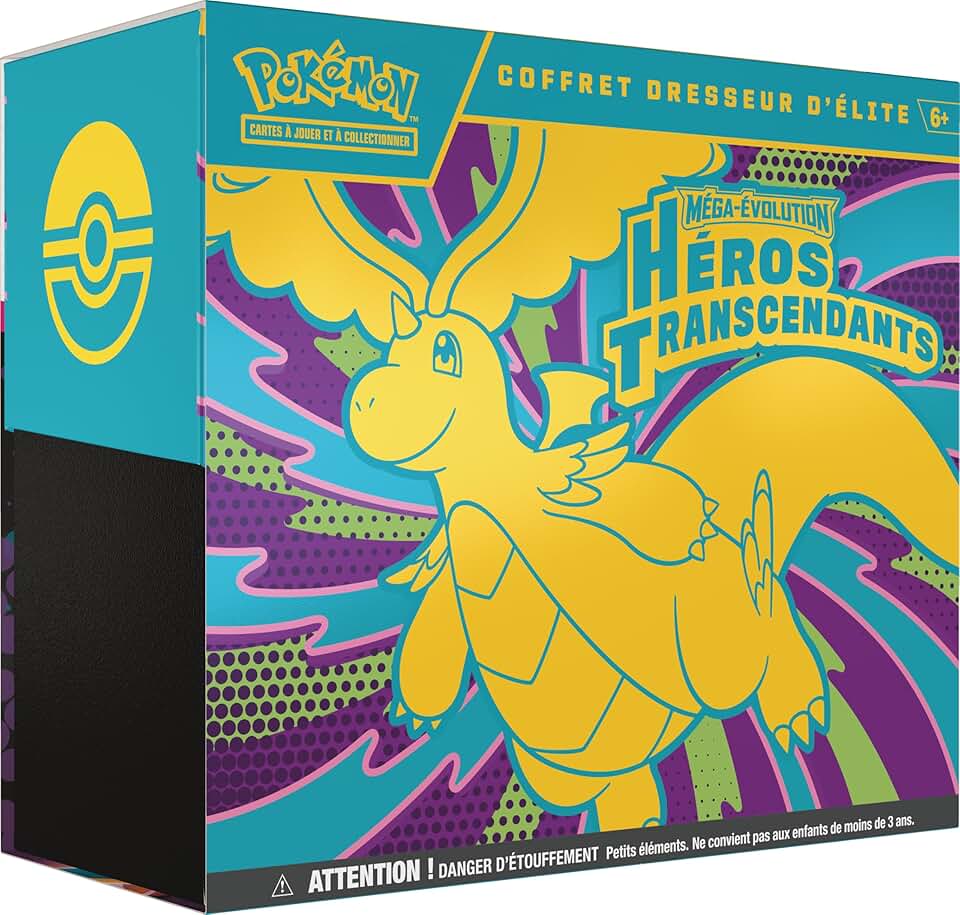 Pokémon - Coffret Dresseur Méga-Évolution Héros Transcendants - 9 boosters, 1 carte promo, accessoires premium