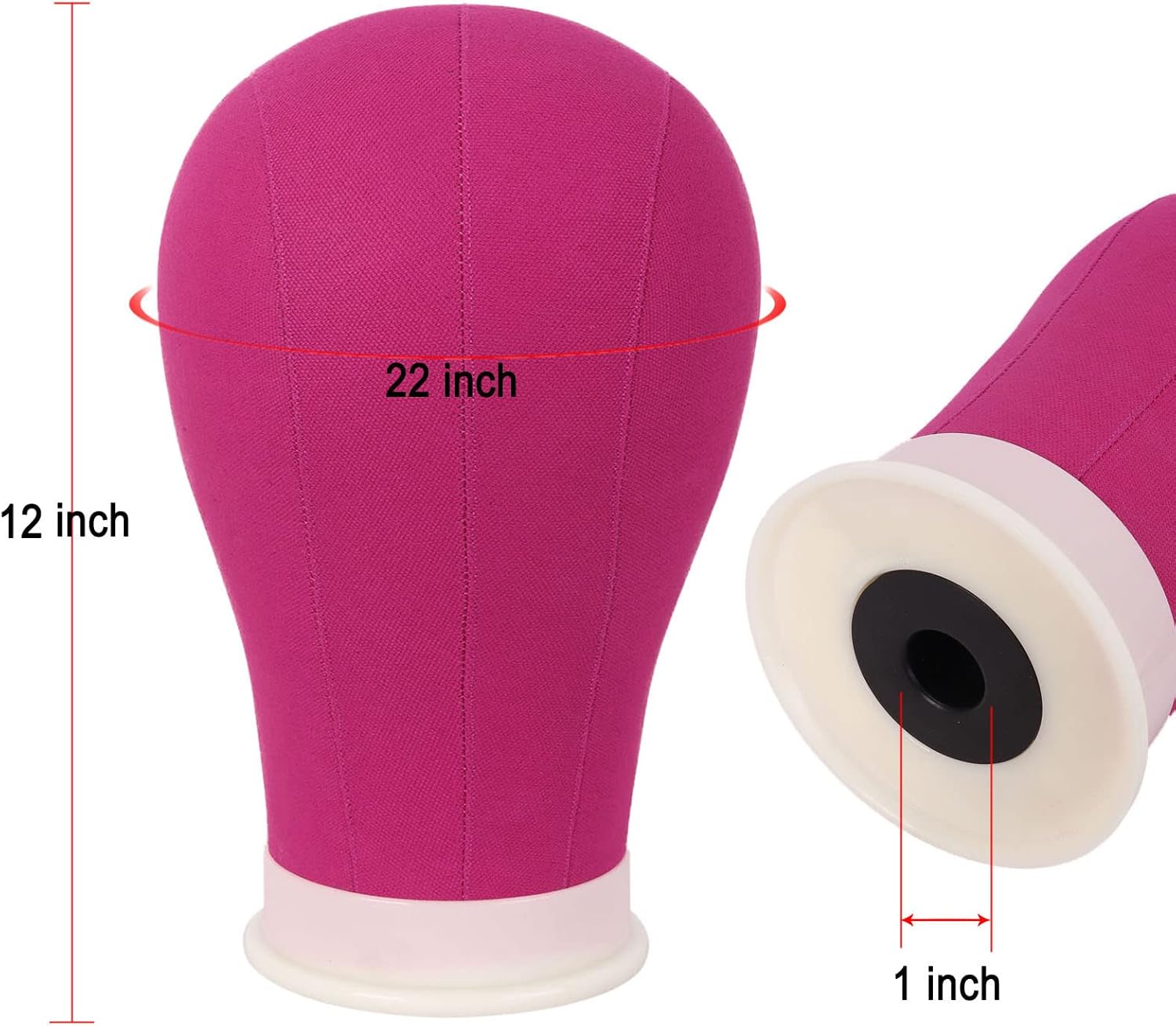 MapofBeauty - mannequin toile magenta - 22 pouces - tête à perruque avec support