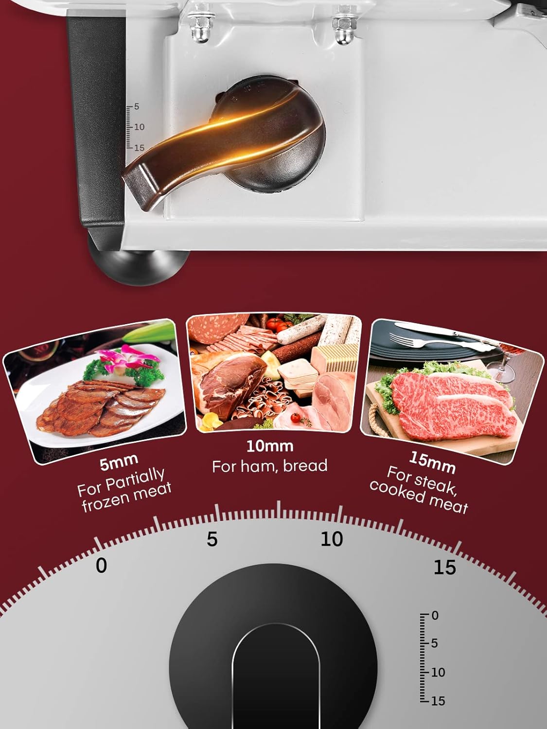 Trancheuse électrique - 200W, 19cm, 0-15mm, 2 lames détachables