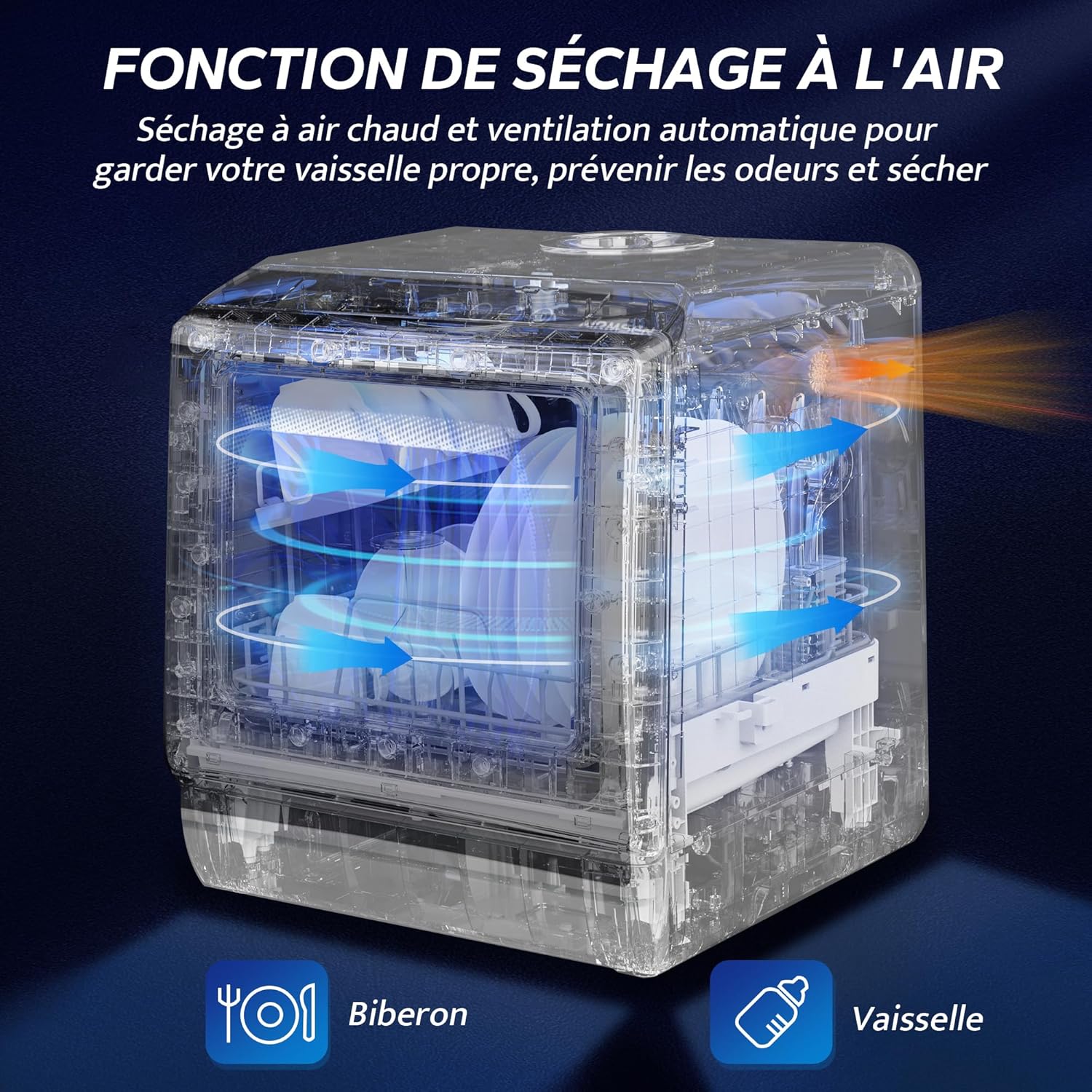 AIRMSEN - Mini lave-vaisselle comptoir, 5L, 6 programmes, écran LED