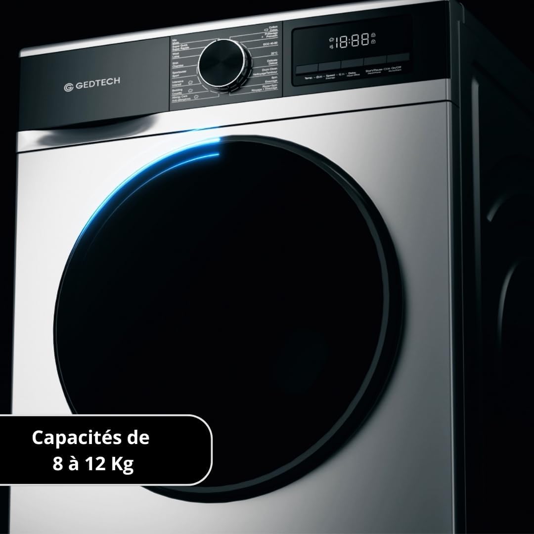 GEDTECH - lave-linge frontal 9kg, 1400tr/mn, 16 prog, eco, A-10% GLL91400WH