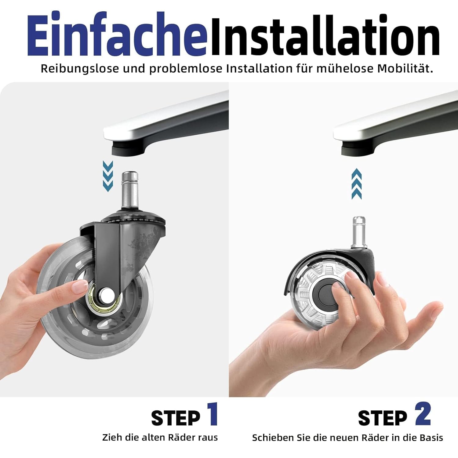 Sytopia - roulettes chaise bureau, lot de 5, 11x22mm, silencieuses, adaptées sols durs