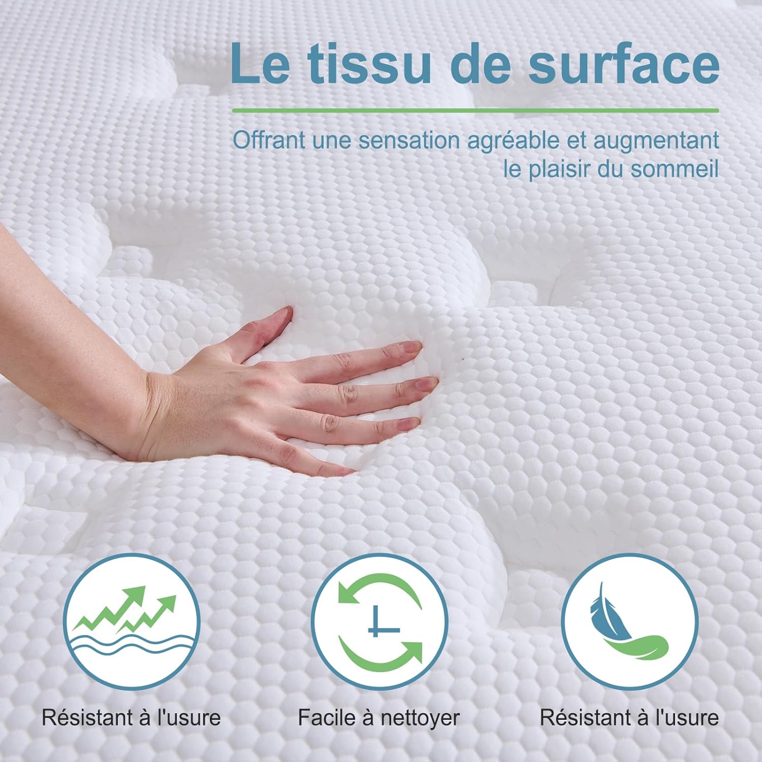 Matelas - ressorts ensachés & mémoire de forme - 160x200x25 cm - soutien moyen, respirant, durable