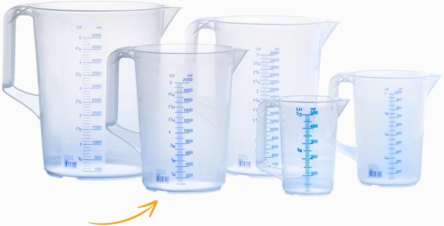 hünersdorff - verre doseur - 2L - PP incassable, poignée, lot de 2