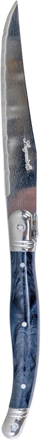 Pradel - Set Laguiole Excellence - 15,7x25,7x1,5 cm - 6 couteaux inox microdentés, manche ABS gris