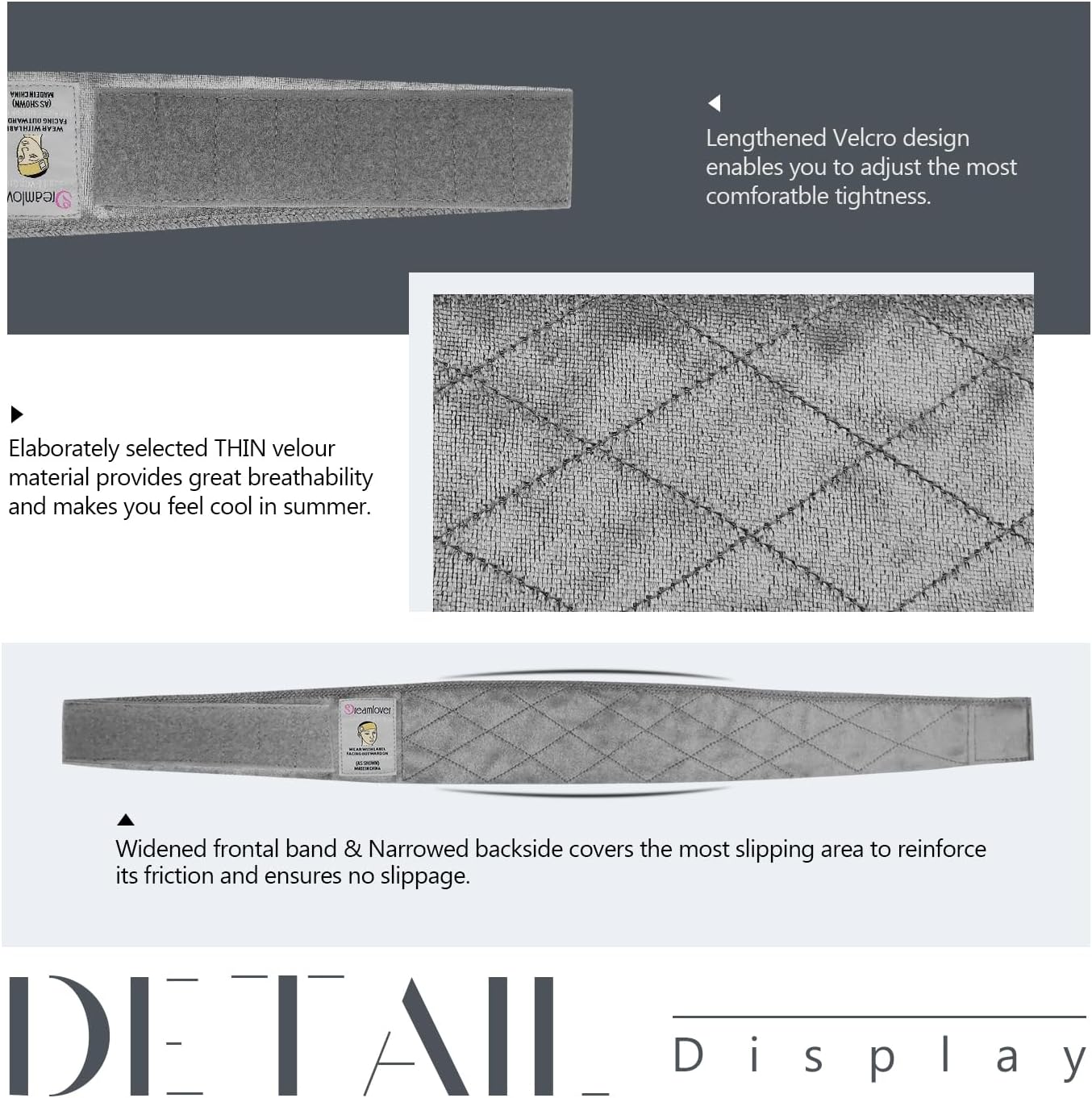 Dreamlover - bandeau antidérapant - 2 pièces gris - maintien perruque