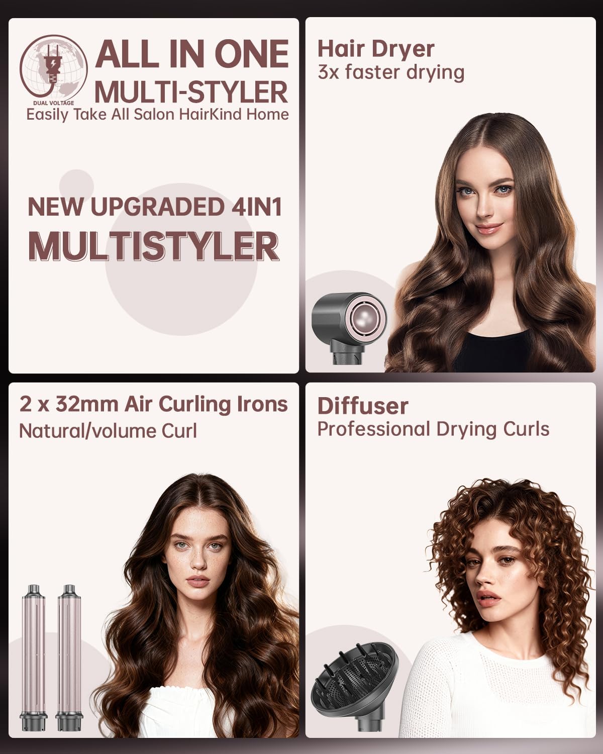 webeauty – Double Tension série – 1400W – boucleur auto, ions négatifs, 110000TR/Min