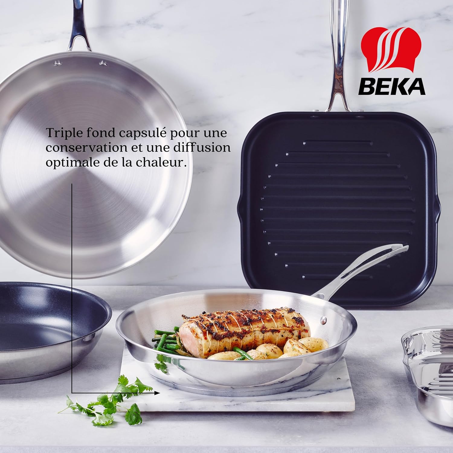 Beka - Poêle à frire Chef acier inoxydable 26 cm, blanc, 12068374