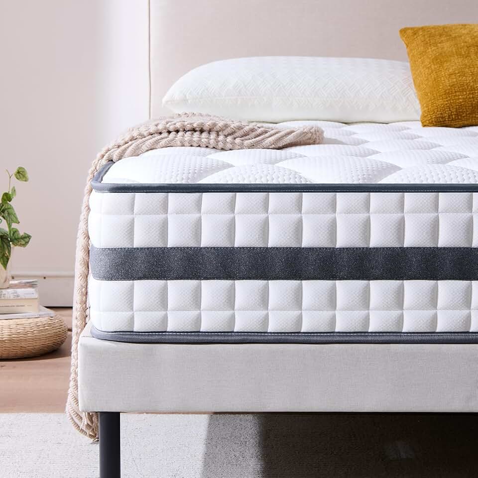 Matelas hybride - mousse mémoire & ressorts - 140x190x22 cm - doux, respirant