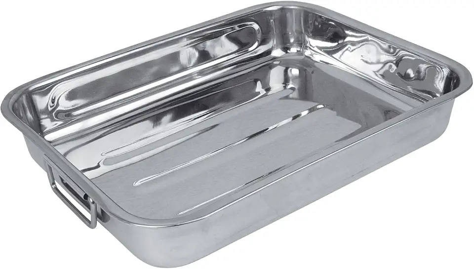 Crealys - plat à four inox 32x24cm, robuste et argenté - 500535