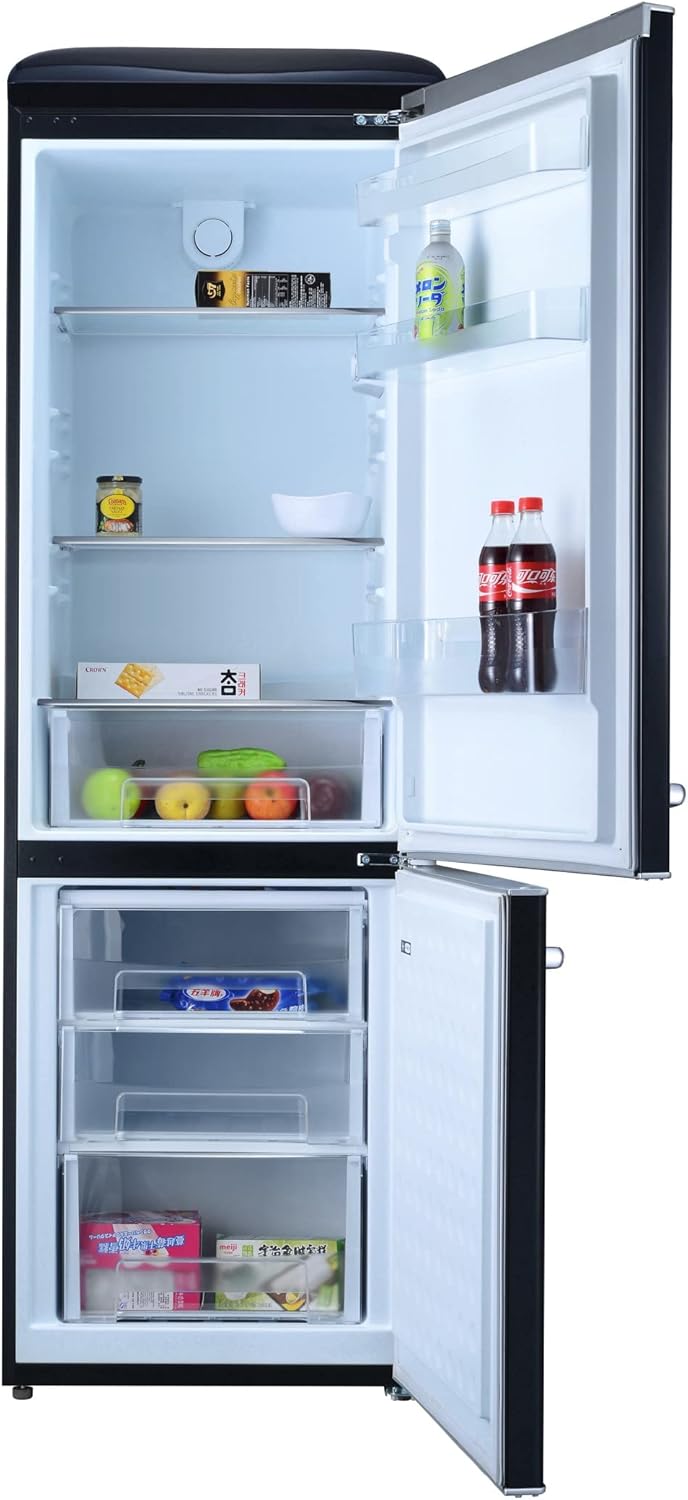 GEDTECH - réfrigérateur combiné vintage - 310L - noir, classe E, GCBV310BL