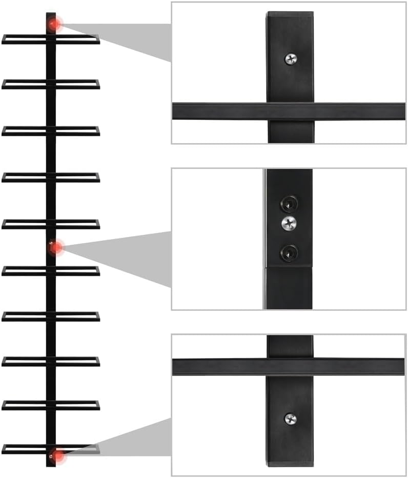 Yaheetech - Porte Bouteille mural métal - 126cm - 10 bouteilles, noir