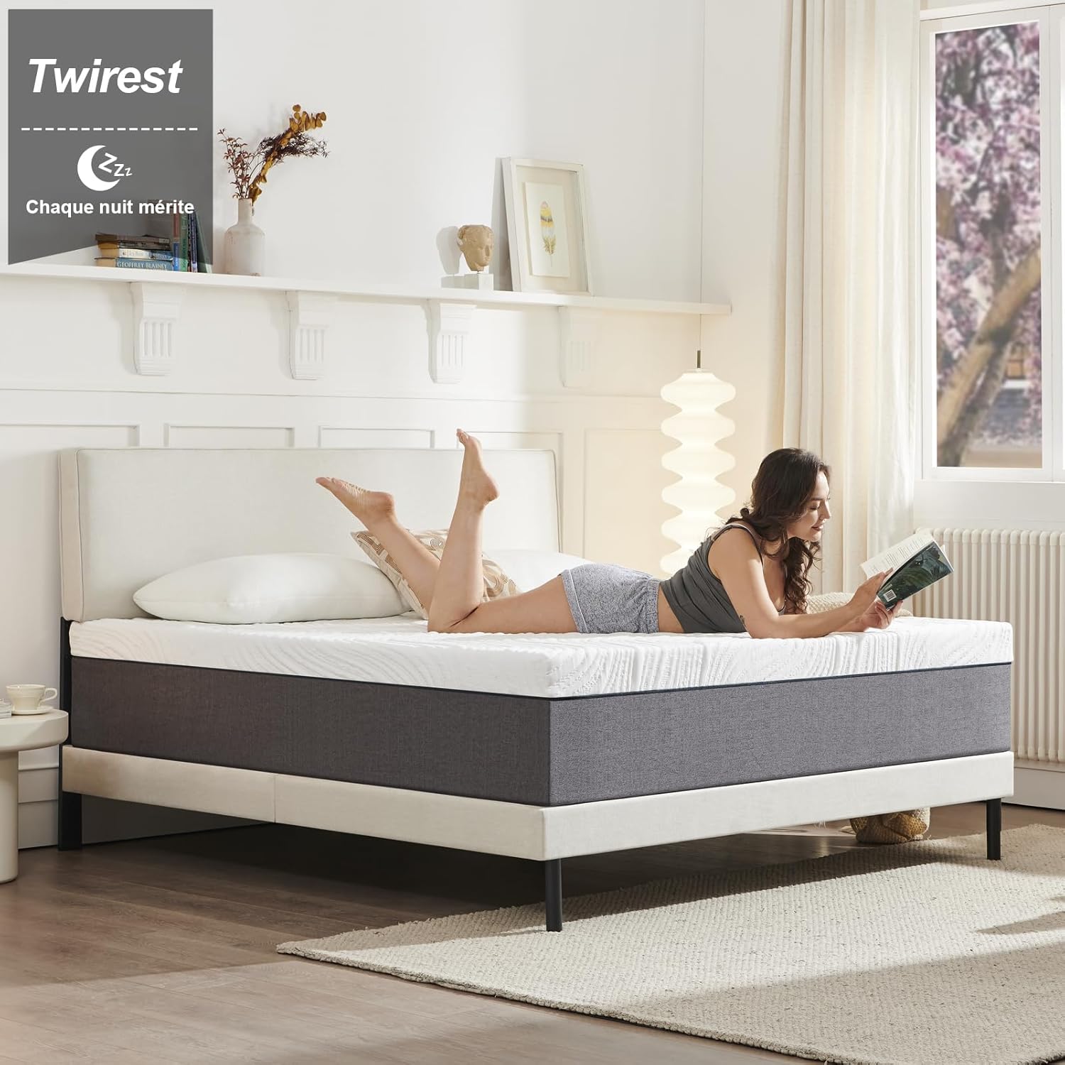 Matelas mousse mémoire forme - 90x190 cm - 20cm, 7 zones, réversible