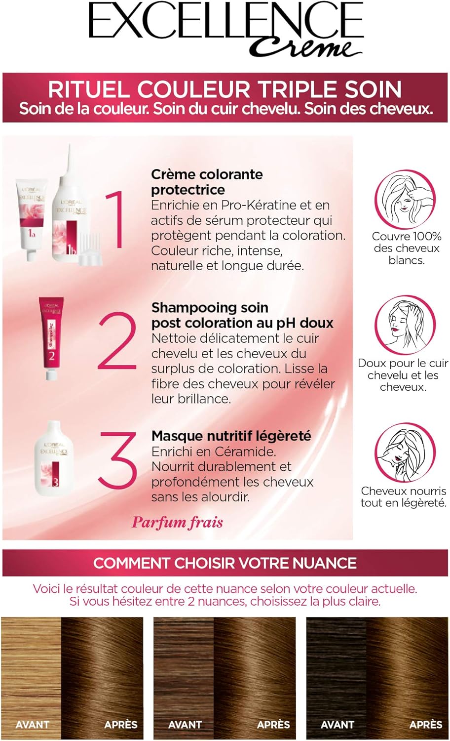 L'Oréal Paris - Excellence Crème coloration châtain doré - 1 unité - kit couvrance cheveux blancs