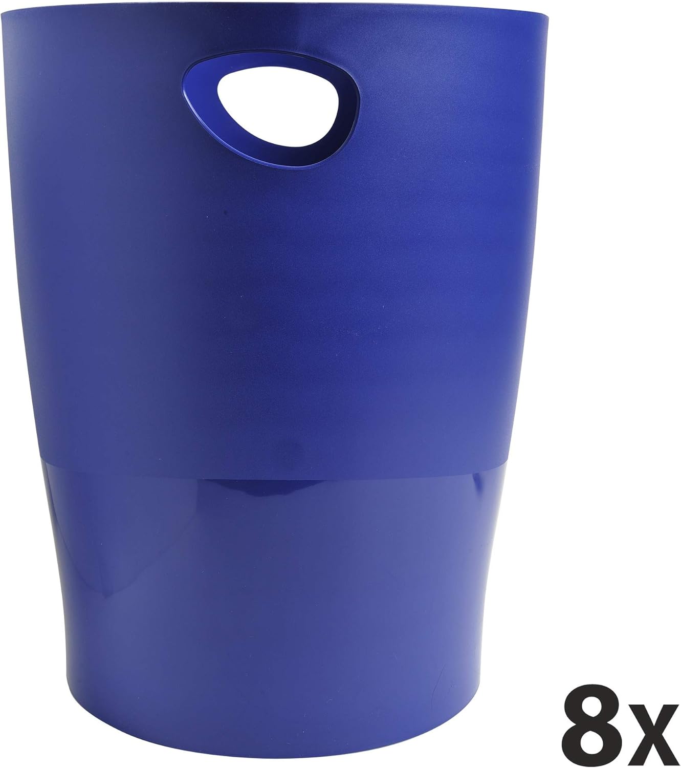 Exacompta - poubelles ECOBIN - 26,3x26,3x33,5 cm - lot de 8, 15L, poignées, bleu opaque 453104D