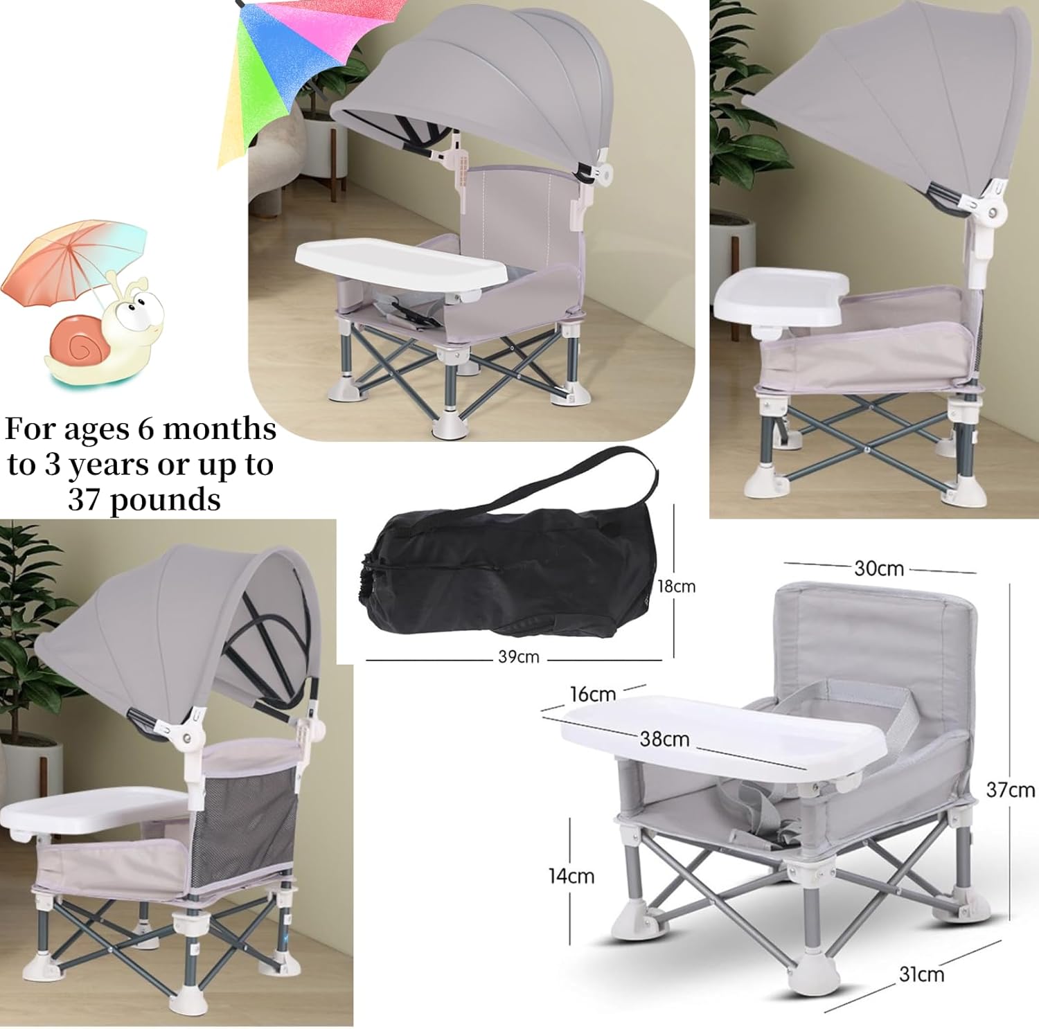 Little Bean - rehausseur pliable, plateau amovible, portable, bleu