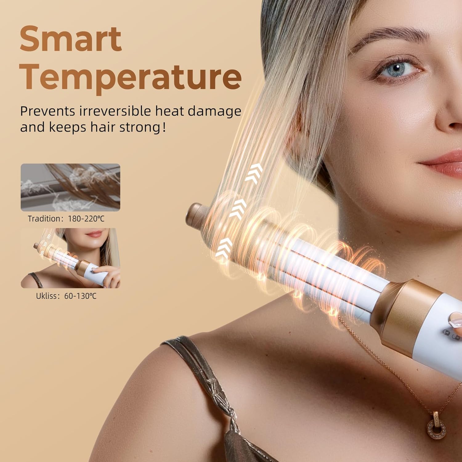 UKLISS - Sèche-cheveux 7 en 1 - 110000 tr/min, multifonction, blanc