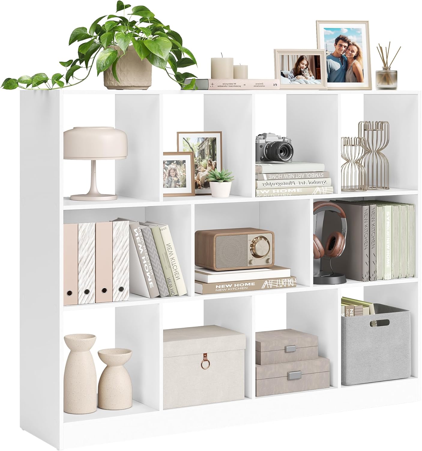 VASAGLE - bibliothèque modulable 30x126x100cm, 11 compartiments, blanc LBC054T14