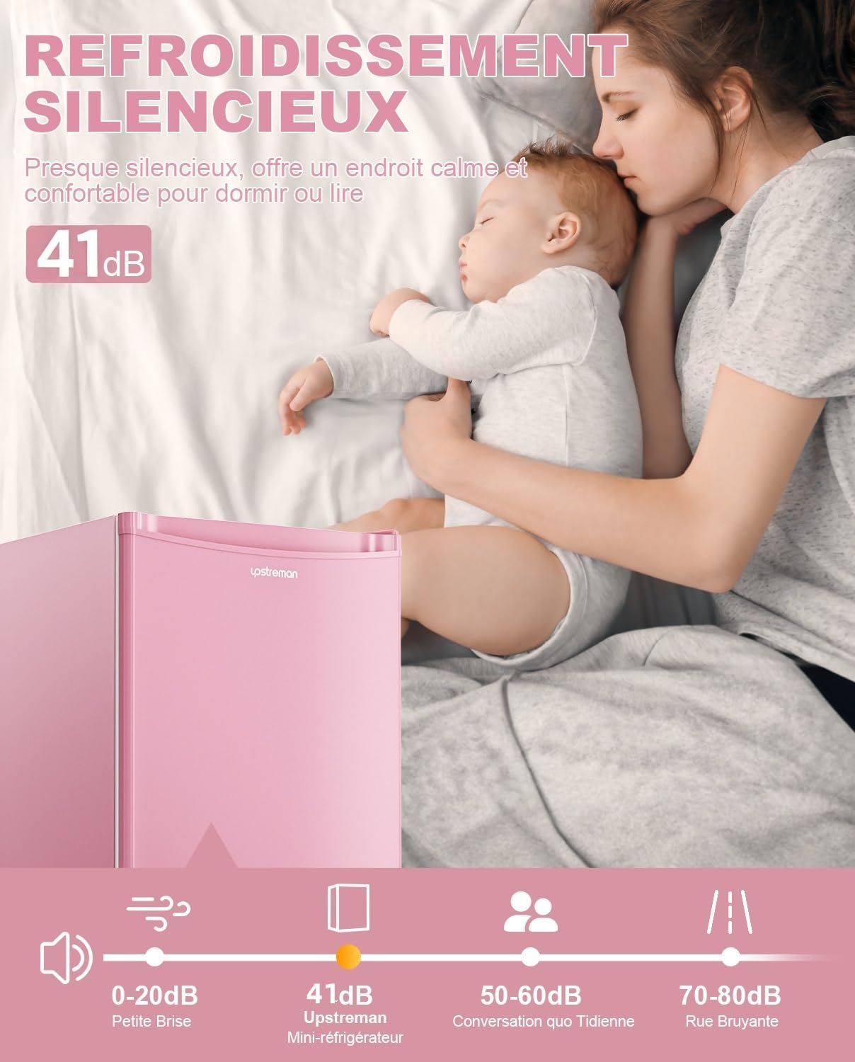 Upstreman - BR321 - 91L - frigo avec congélateur, thermostat réglable