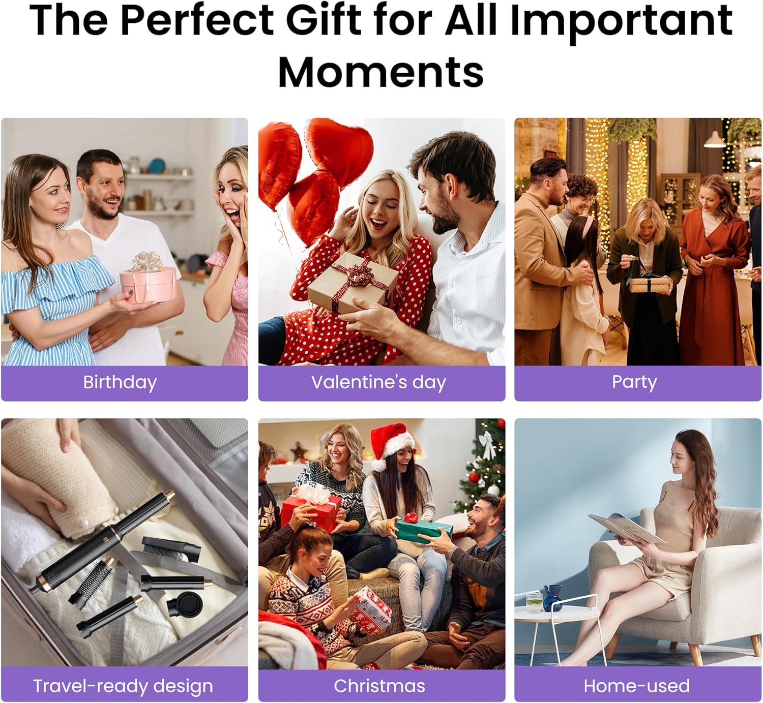 Brosse soufflante 6 en 1 - 1000W - boucleur 30mm - vitesse réglable