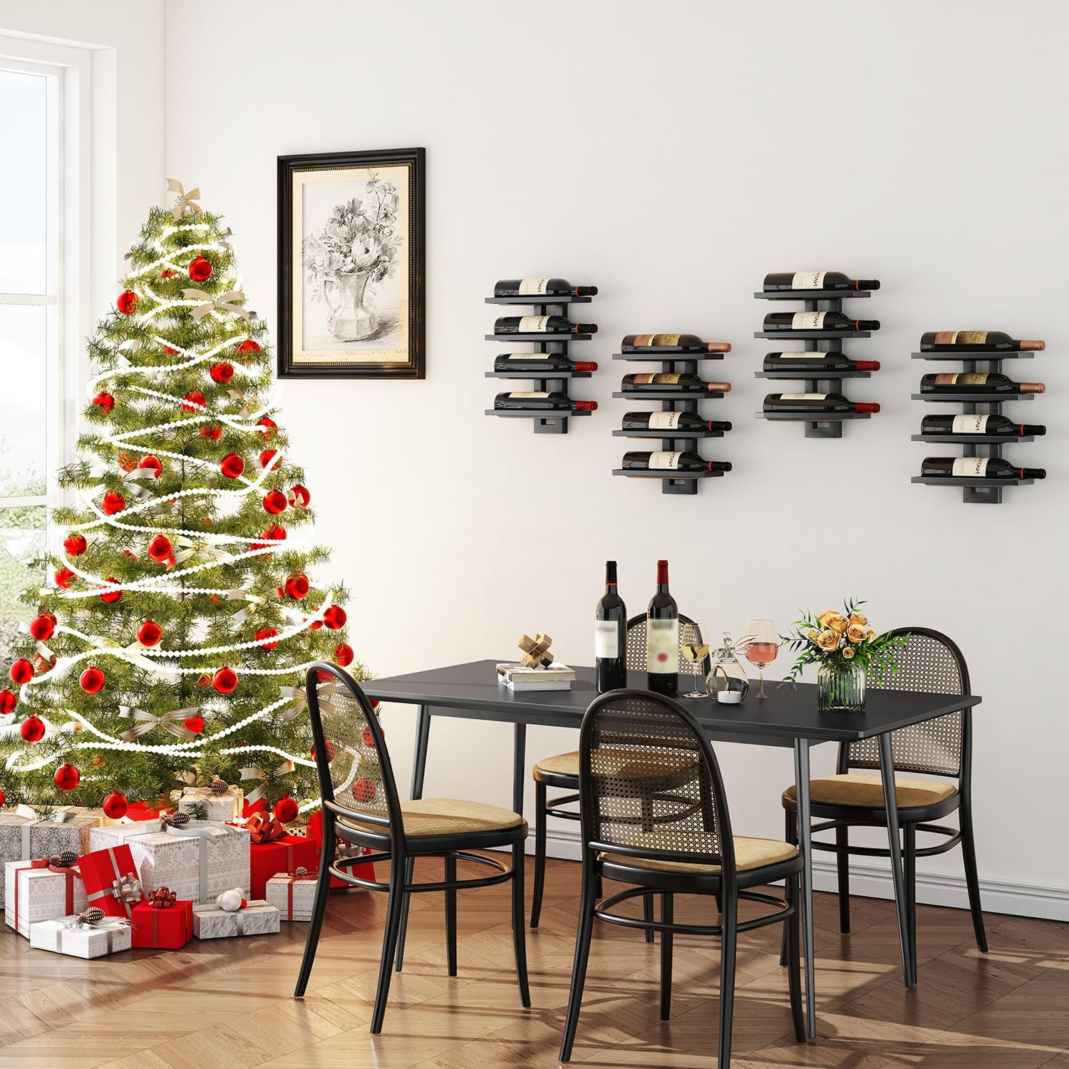 IBUYKE - casier à vin mural, 12 bouteilles, métal, noir - TMJ909B