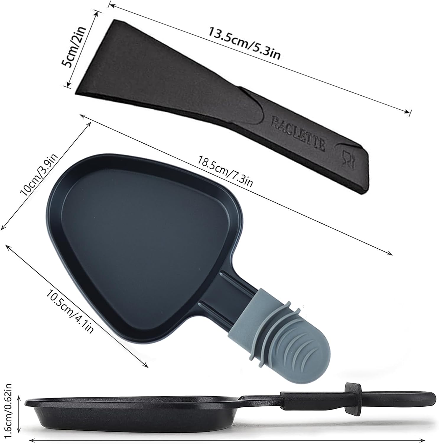 Poêlon à raclette - set 4 pièces antiadhésif avec spatule - idéal pour fromage fondu et œufs
