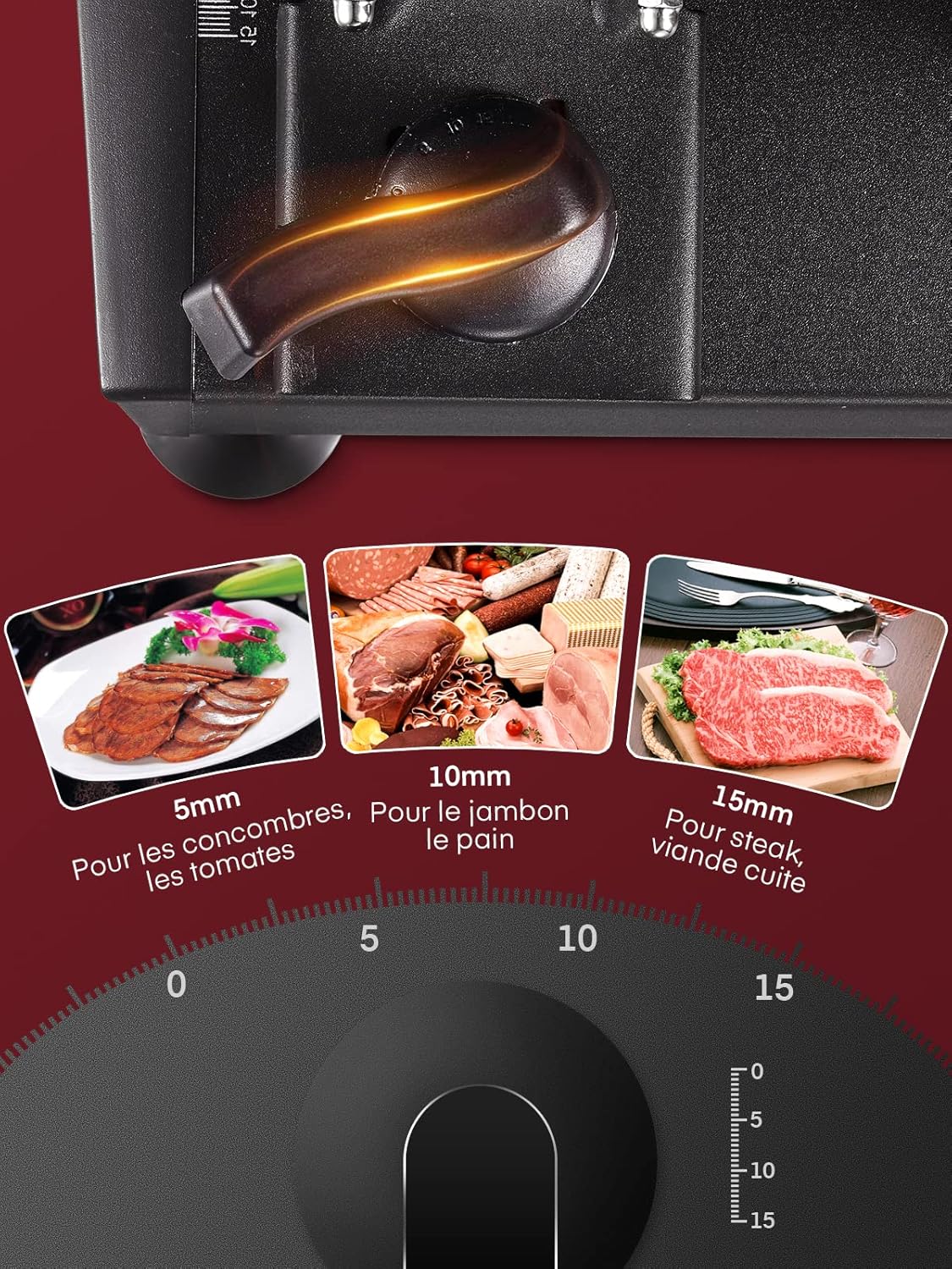 Trancheuse électrique - 200W - 19cm - 2 lames, épaisseur réglable