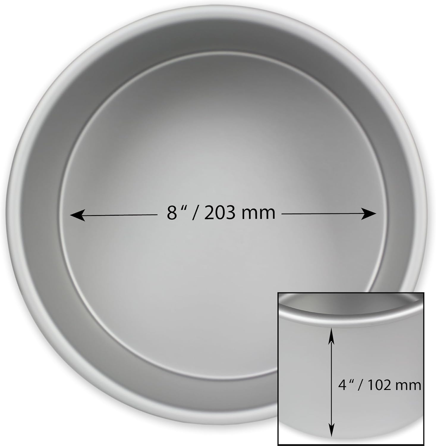 PME - Moule rond aluminium anodisé, 203x102 mm, argenté