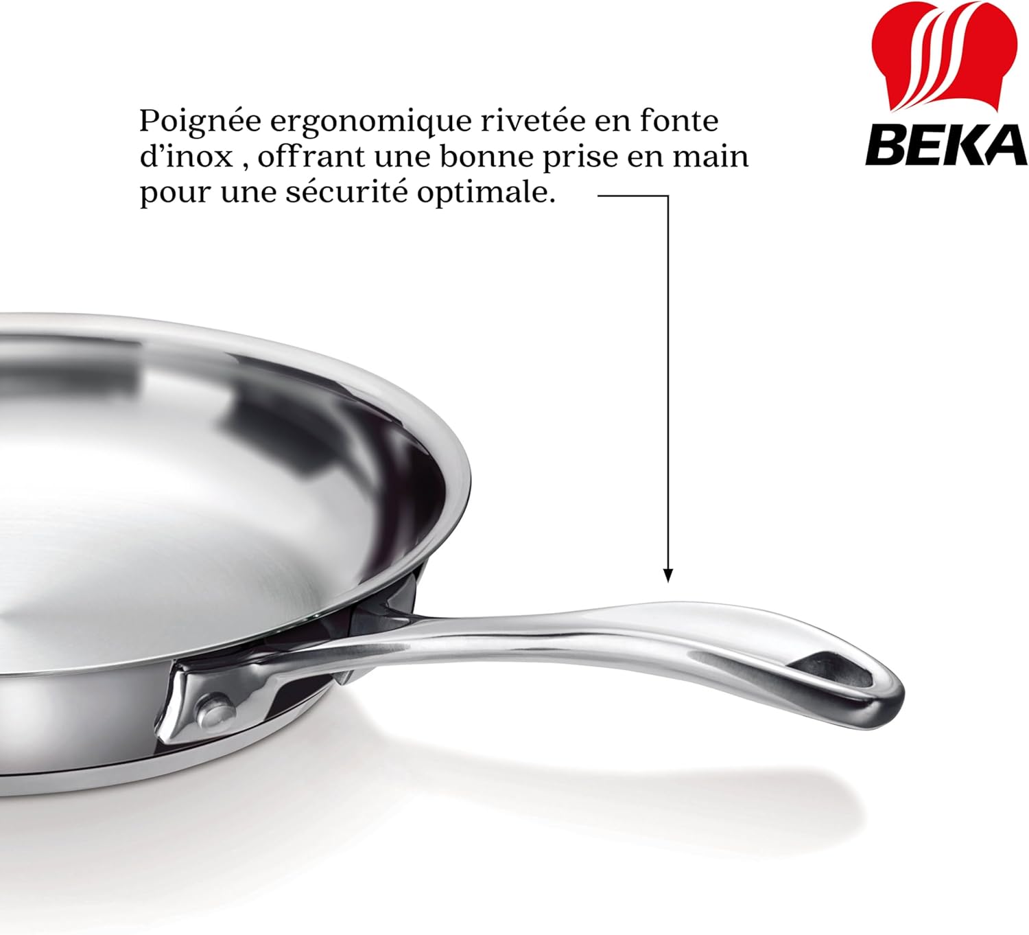 Beka - Poêle à frire Chef acier inoxydable 26 cm, blanc, 12068374