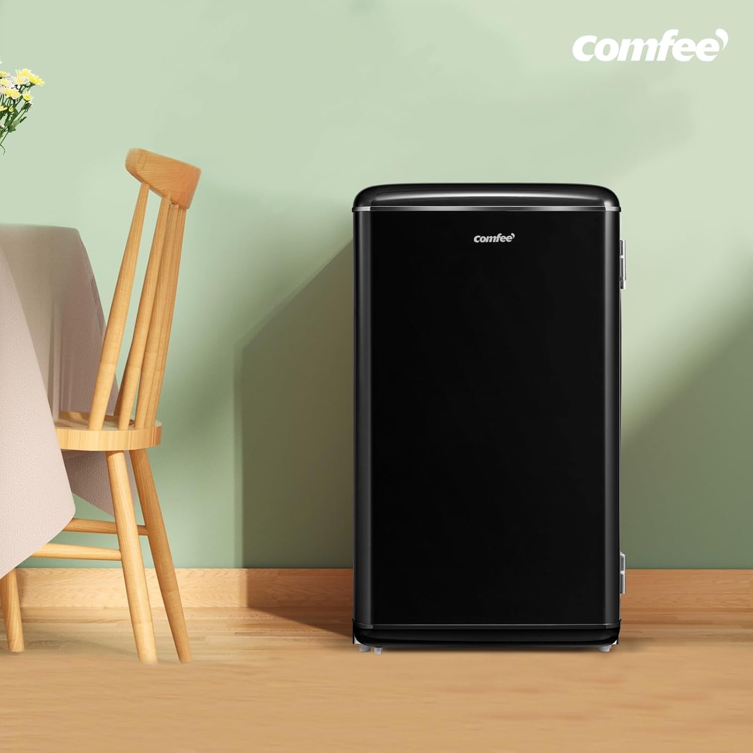 Comfee' - Réfrigérateur rétro 93L, sous-plan, LED, Noir, RCD93BL2EURT(E)