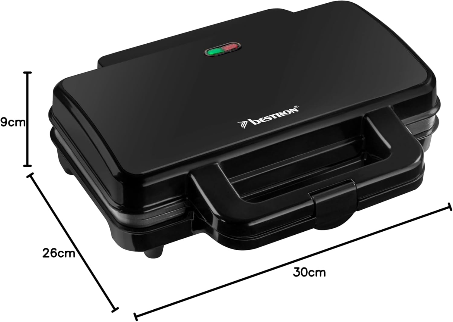 Bestron - appareil sandwich série noire - compact - antiadhésif, indicateur, réglage auto