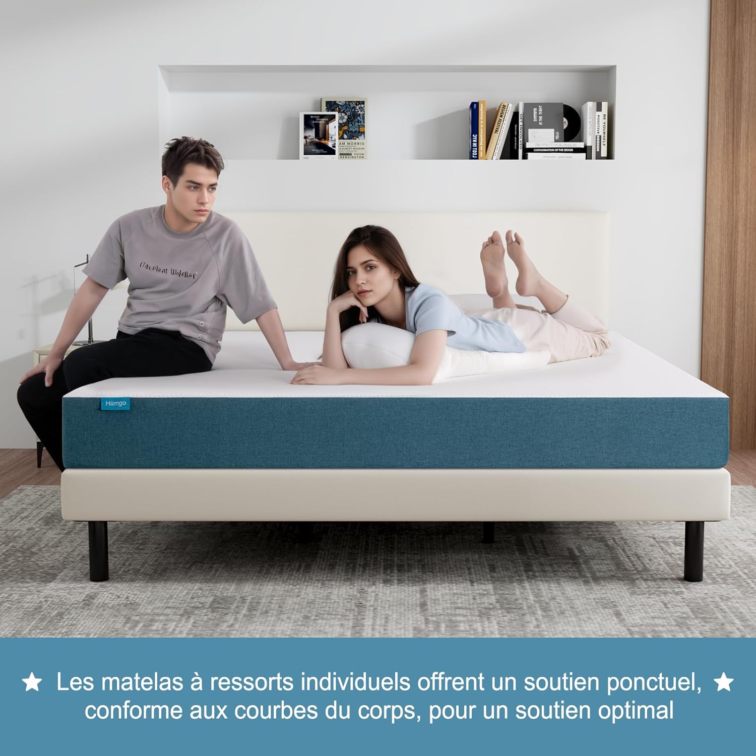 Matelas - mousse mémoire de forme réversible - 140x200 cm - soutien moyen, 22 cm de hauteur, haute densité