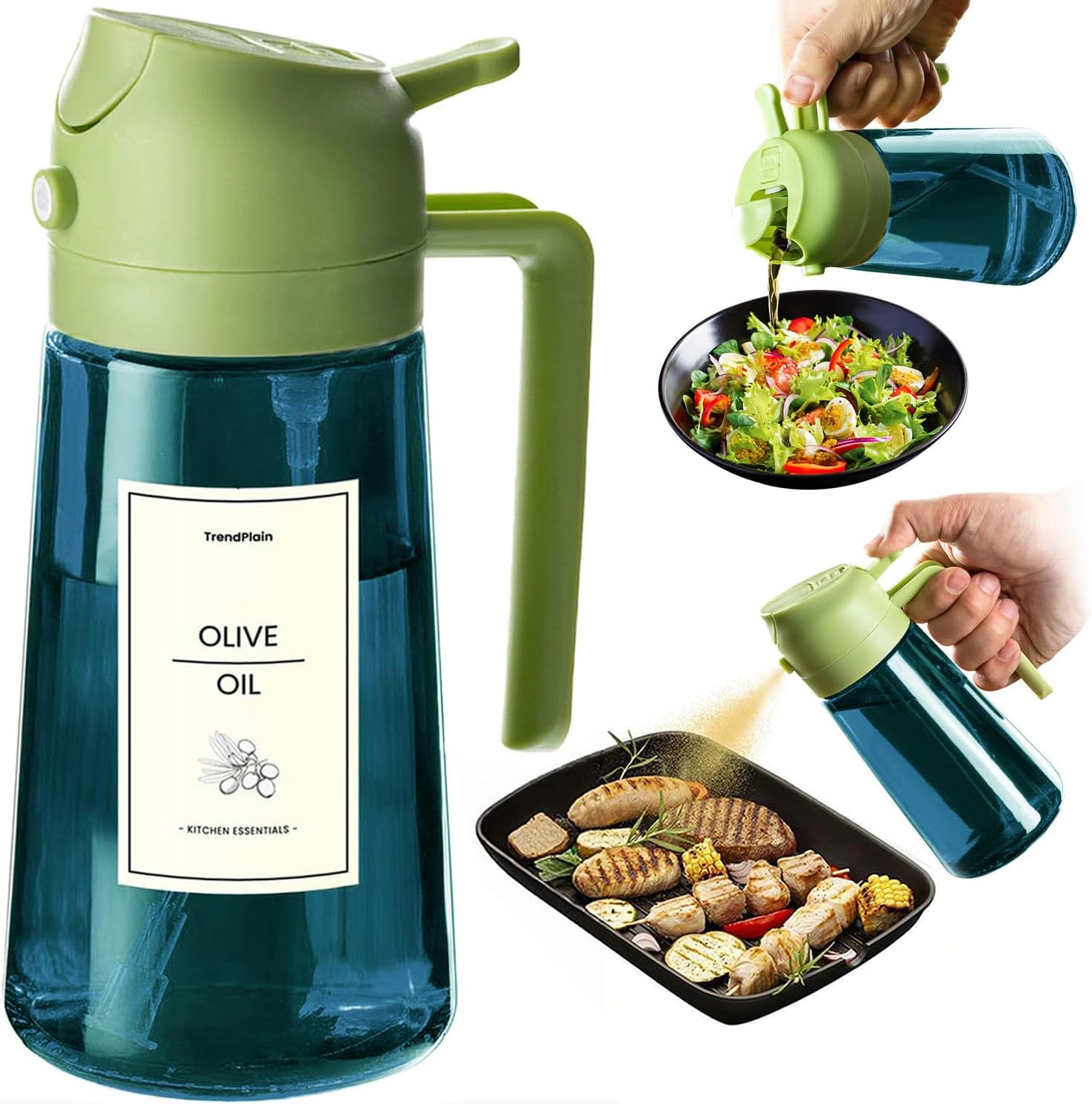 TrendPlain - Spray Huile Cuisine 470ml - 2-en-1 Vaporisateur Salades - TPSD824GS