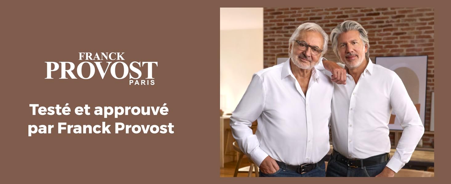 Le texte indique « PROVOST » et « par Franck Provost ». Salon professionnel ou cadre lié à la beauté avec fond de mur de briques.