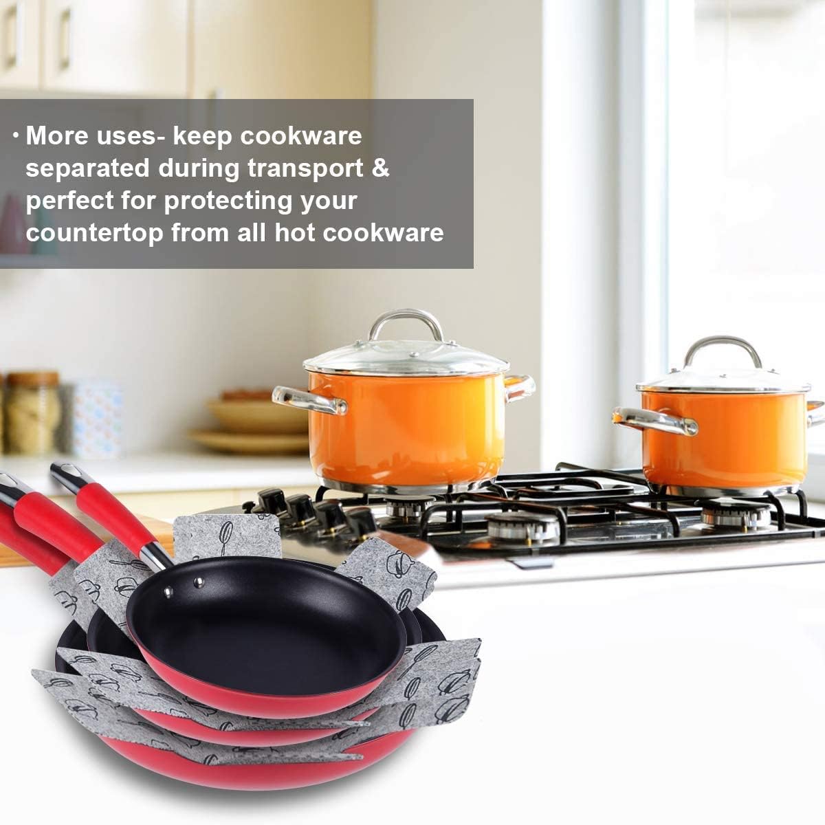 flintronic - Protection Casseroles & Poêles - 38cm - Lot 8 pièces, protège des rayures