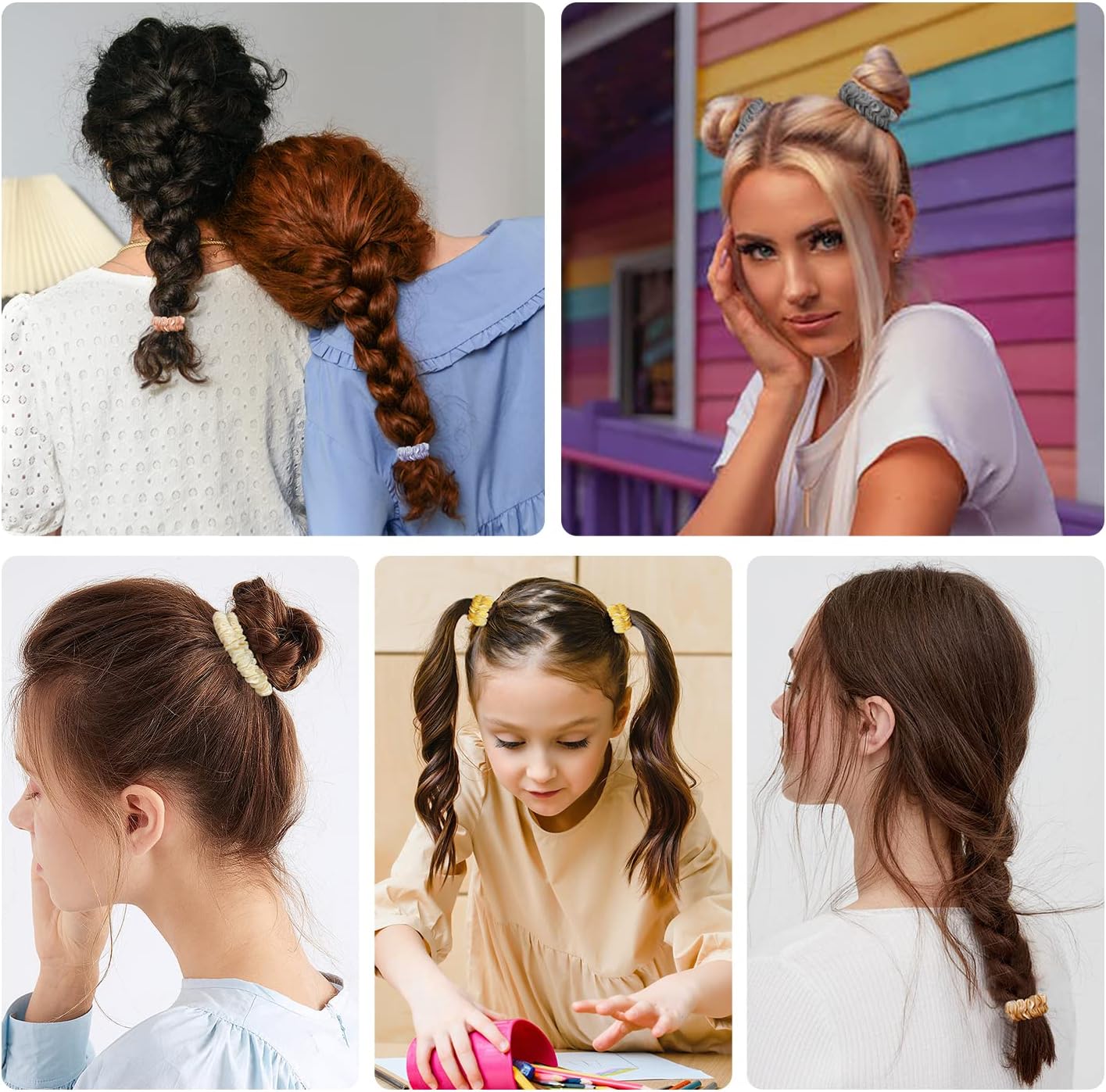 JessLab - élastiques cheveux satin - lot de 10 - doux et sans dommages