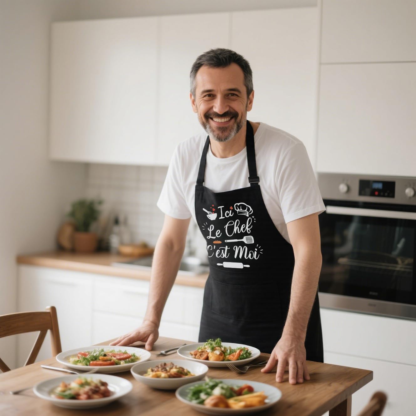 Tablier cuisine homme - humour imperméable réglable - poches pratiques