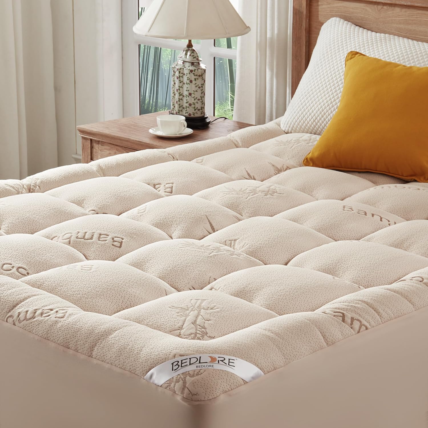 BEDLORE - surmatelas matelassé 140x200 - bambou respirant, bonnet 30cm, Oeko-Tex